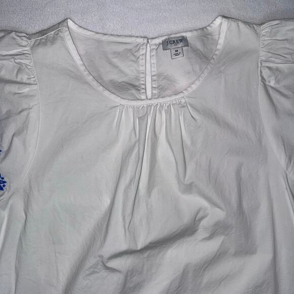 White with Blue J. Crew Embroidered Blouse - Picture 9 of 11